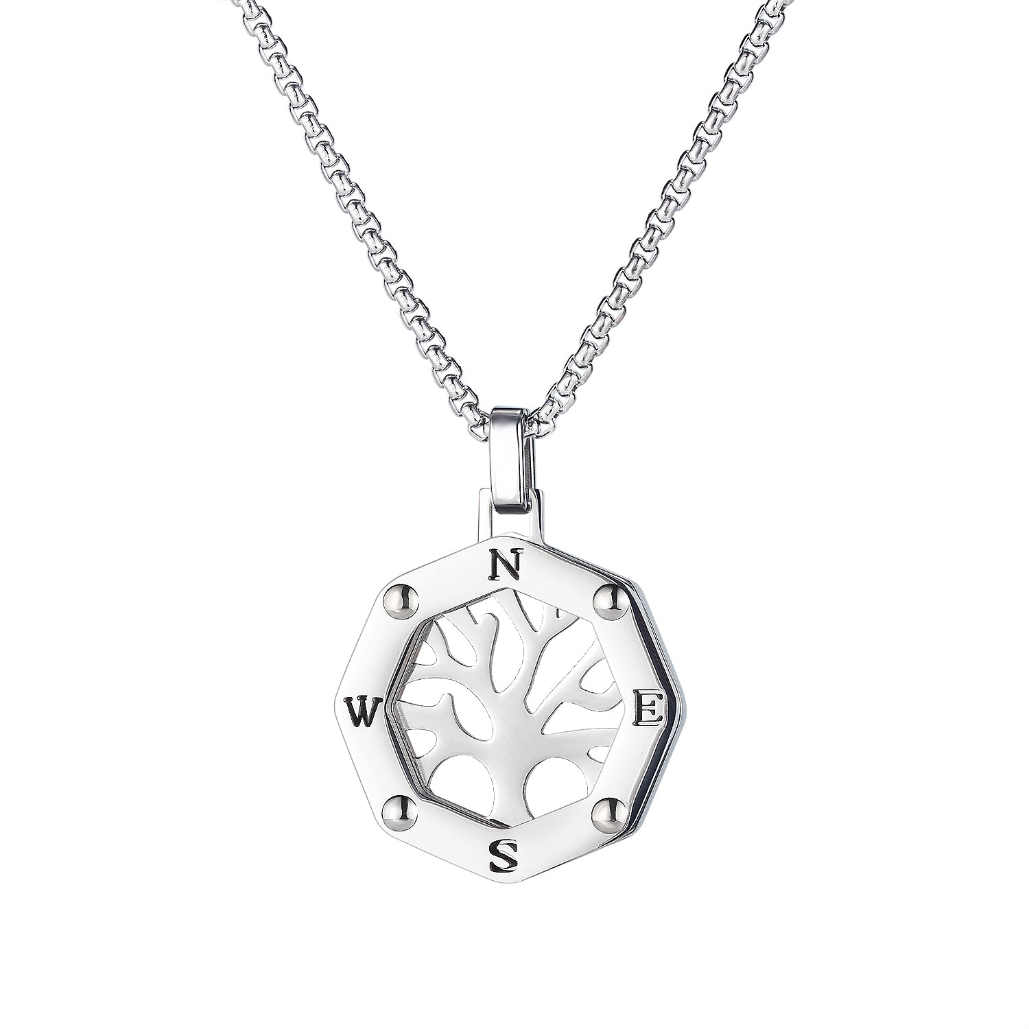 Men's Fashion Compass Tree Pendant Necklace-Mens Pendant Necklace-SunnyHouse Jewelry