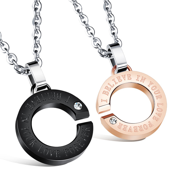 His & Hers Matching Set I Belive in You Love Forever Couple Necklace Couple Jewelry Set-Couple Necklace-SunnyHouse Jewelry