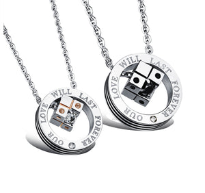 His & Hers Matching Set Dice Style Gamble Win Couple Necklace Couple Jewelry Set-Couple Necklace-SunnyHouse Jewelry