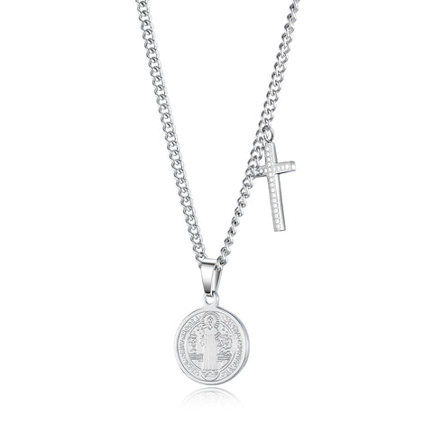 Men's Fashion Virgin Mary Cross Pendant Necklace-Mens Pendant Necklace-SunnyHouse Jewelry