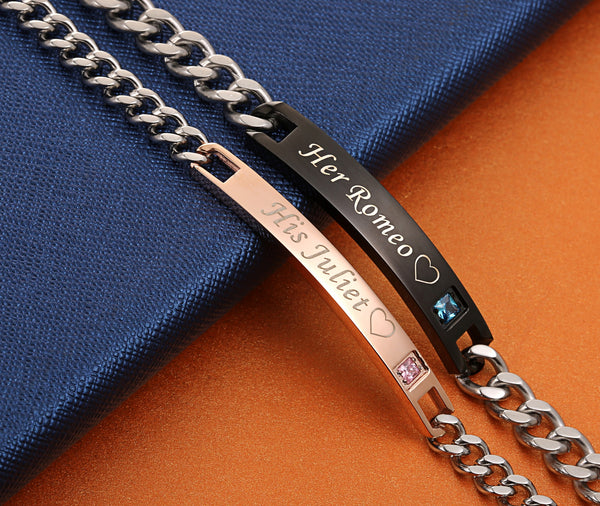 His & Hers Matching Set Romeo and Juliet Couple Bracelets, Valentine, Anniversary, Wedding, Promise, Engagement Gift-Couple Bracelets-SunnyHouse Jewelry