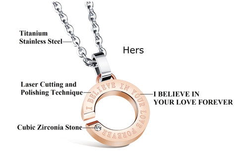 His & Hers Matching Set I Belive in You Love Forever Couple Necklace Couple Jewelry Set-Couple Necklace-SunnyHouse Jewelry