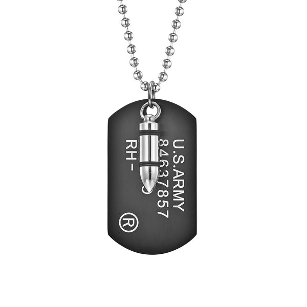 Men's Fashion US Army Bullet Tag Pendant Necklace-Mens Pendant Necklace-SunnyHouse Jewelry