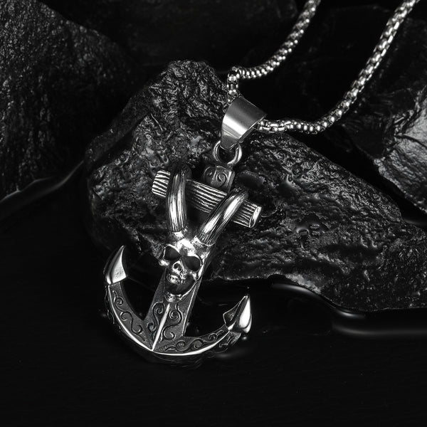 Men's Fashion Hip Hop Skull Anchor Pendant Necklace-Mens Pendant Necklace-SunnyHouse Jewelry