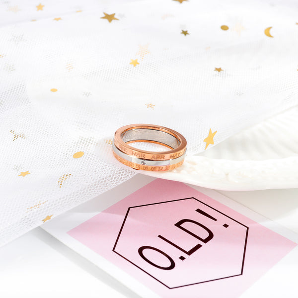 Women's Fashion Rose Gold Month ID Ring-Womens Ring-SunnyHouse Jewelry