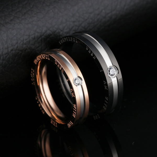 His & Hers Matching Set The World Is Wonderful When I Am with You Couple Rings Wedding Band Set-Couple Rings-SunnyHouse Jewelry