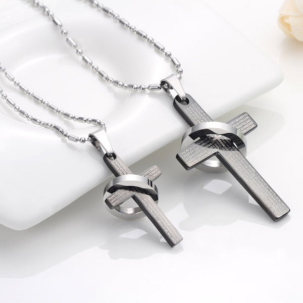 His & Hers Matching Set Bible Cross Couple Necklace Couple Jewelry Set-Couple Necklace-SunnyHouse Jewelry