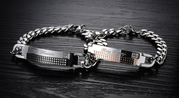 His & Hers Matching Set Baby Sweety My Treasure Couple Bracelets, Valentine, Anniversary, Wedding, Promise, Engagement Gift-Couple Bracelets-SunnyHouse Jewelry