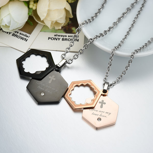 His & Hers Matching Set You Are My True Love Tag Pendant Necklace Couple Jewelry Set-Couple Necklace-SunnyHouse Jewelry