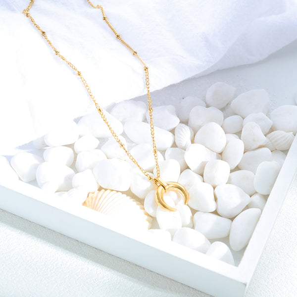 Women's Fashion Golden Moon Pendant Necklace-Womens Pendant Necklace-SunnyHouse Jewelry