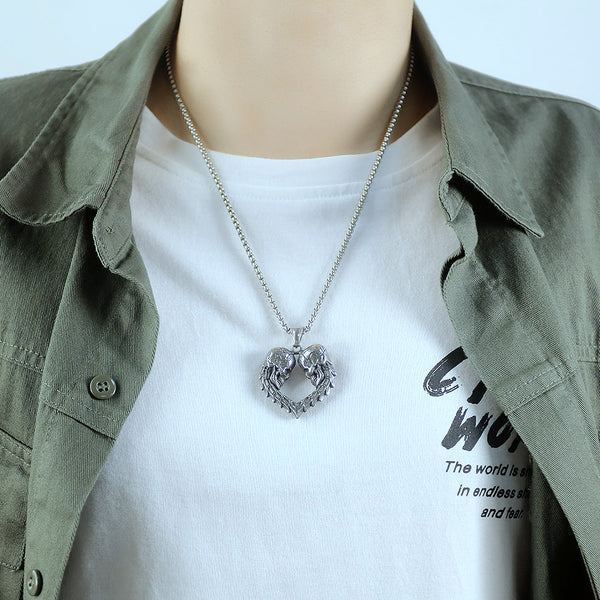Men's Fashion Skull Heart Pendant Necklace-Mens Pendant Necklace-SunnyHouse Jewelry