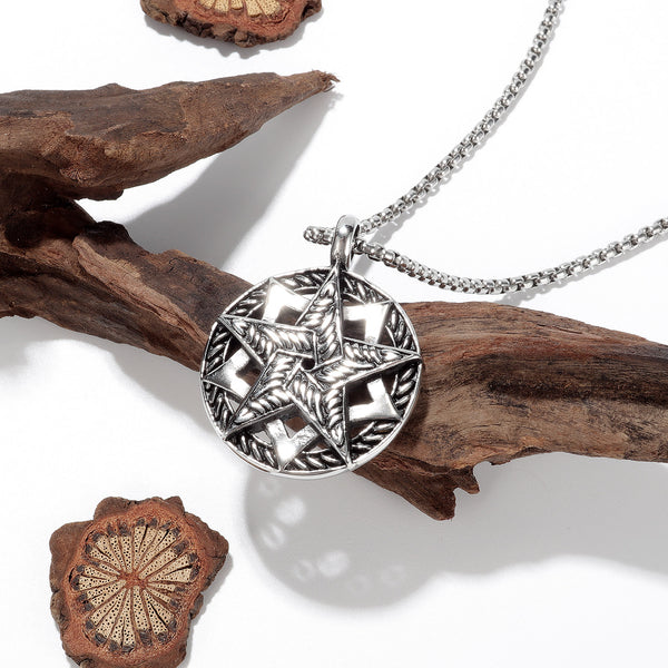 Men's Fashion Star Compass Pendant Necklace-Mens Pendant Necklace-SunnyHouse Jewelry