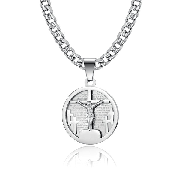Men's Fashion Jesus Cross Tag Pendant Necklace-Mens Pendant Necklace-SunnyHouse Jewelry