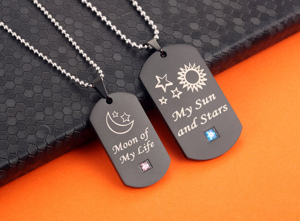 His & Hers Matching Set My Sun and Stars Moon of My Life Tag Pendant Necklace Couple Jewelry Set-Couple Necklace-SunnyHouse Jewelry