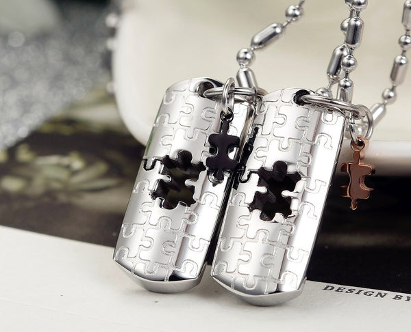 His & Hers Matching Set Your Key to My Heart Tag Pendant Necklace Couple Jewelry Set-Couple Necklace-SunnyHouse Jewelry
