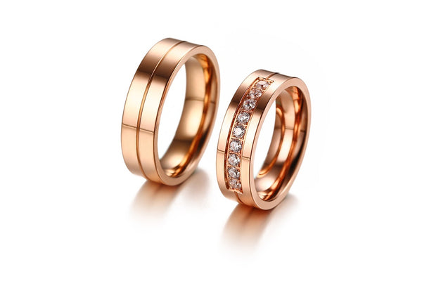 His & Hers Matching Set Simple Love Style Couple Rings, Wedding Band Set, Valentine, Anniversary, Wedding, Promise, Engagement Ring-Couple Rings-SunnyHouse Jewelry