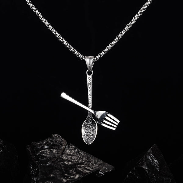 Men's Fashion Hip Hop Spoon and Fork Pendant Necklace-Mens Pendant Necklace-SunnyHouse Jewelry