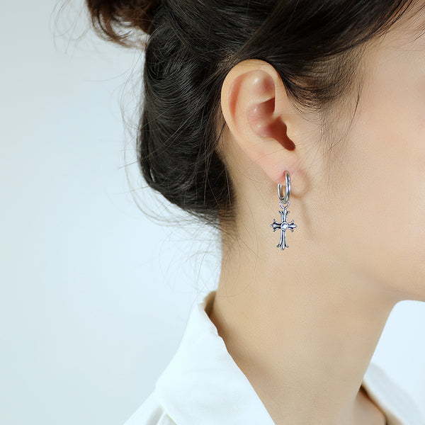 Women's Fashion Diamond Cross Drop Earrings-Womens Earrings-SunnyHouse Jewelry