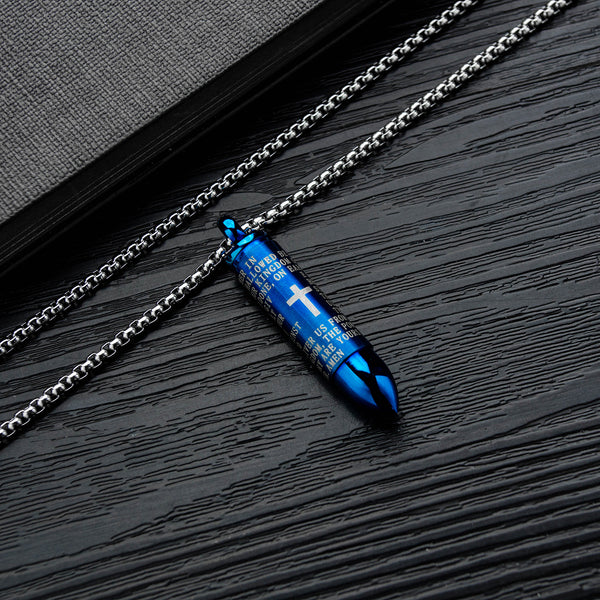 Men's Fashion Blue Bullet Pendant Necklace-Mens Pendant Necklace-SunnyHouse Jewelry