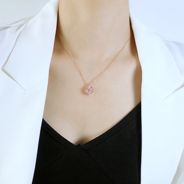 Women's Fashion Diamond Wheel Pendant Necklace-Womens Pendant Necklace-SunnyHouse Jewelry
