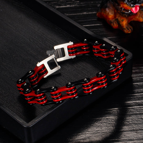 Men's Fashion Black and Red Harley Bike Bracelet-Mens Bracelet-SunnyHouse Jewelry