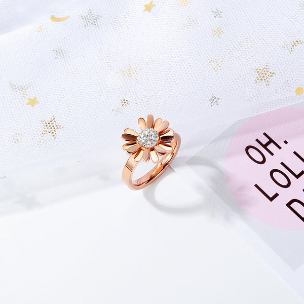 Women's Fashion Rose Gold Daisy Ring-Womens Ring-SunnyHouse Jewelry
