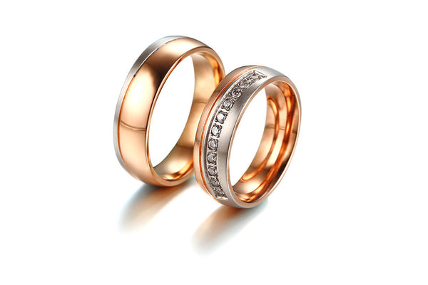 His & Hers Matching Set Fashion Style Couple Rings, Wedding Band Set, Valentine, Anniversary, Wedding, Promise, Engagement Ring-Couple Rings-SunnyHouse Jewelry