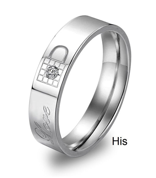 His & Hers Matching Set Key and Lock Style Couple Rings Wedding Band Set-Couple Rings-SunnyHouse Jewelry