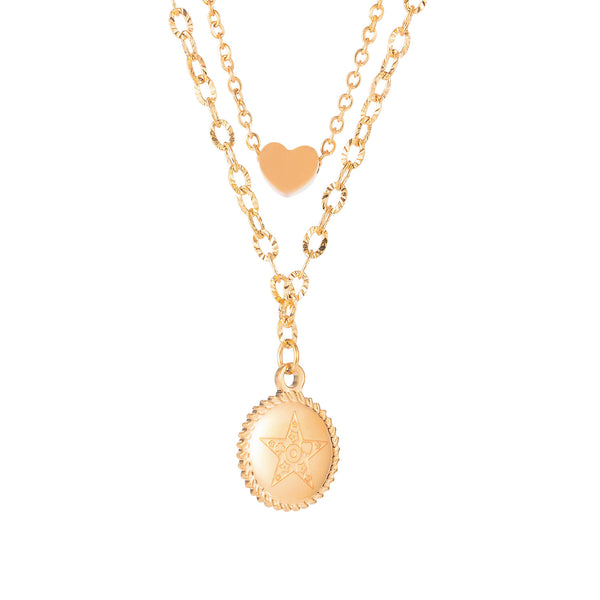 Women's Fashion Star and Heart Pendant Necklace-Womens Pendant Necklace-SunnyHouse Jewelry