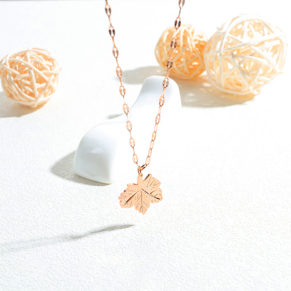 Women's Fashion Rose Gold Maple Pendant Necklace-Womens Pendant Necklace-SunnyHouse Jewelry