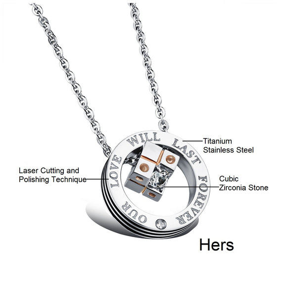 His & Hers Matching Set Dice Style Gamble Win Couple Necklace Couple Jewelry Set-Couple Necklace-SunnyHouse Jewelry
