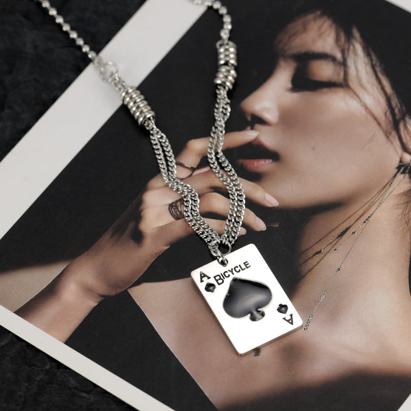 Women's Fashion Ace Tag Pendant Necklace-Womens Pendant Necklace-SunnyHouse Jewelry