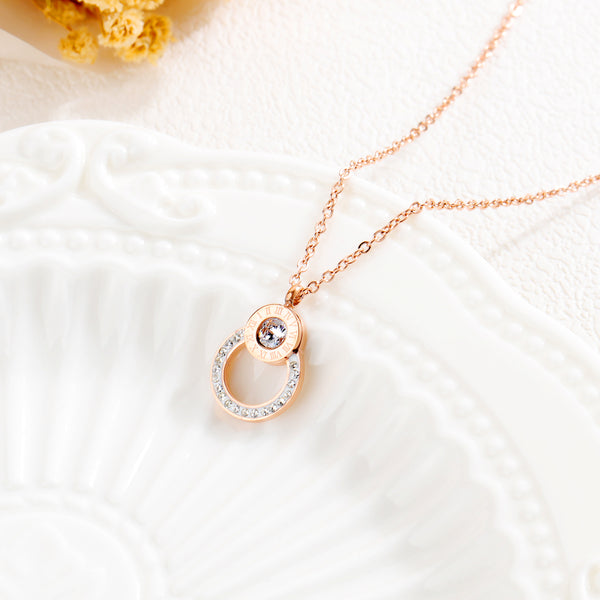 Women's Fashion Diamond Clock Pendant Necklace-Womens Pendant Necklace-SunnyHouse Jewelry
