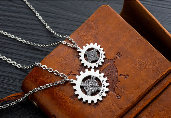 His & Hers Matching Set Love Never Stop Tag Pendant Necklace Couple Jewelry Set-Couple Necklace-SunnyHouse Jewelry