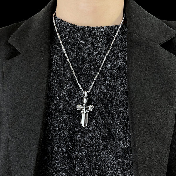 Men's Fashion Skull Sword Cross Pendant Necklace-Mens Pendant Necklace-SunnyHouse Jewelry