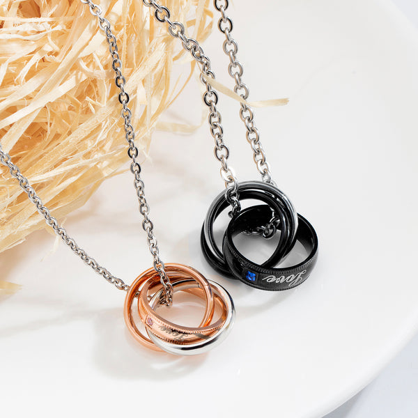 His & Hers Matching Set Valentine Ring Couple Necklace Couple Jewelry Set-Couple Necklace-SunnyHouse Jewelry