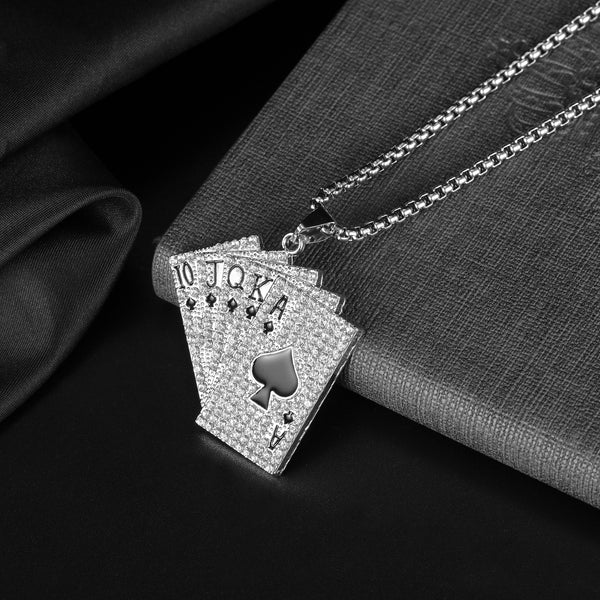 Men's Fashion Poker Winner Pendant Necklace-Mens Pendant Necklace-SunnyHouse Jewelry