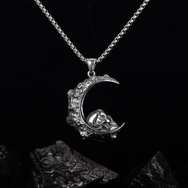 Men's Fashion Skull Moon Pendant Necklace-Mens Pendant Necklace-SunnyHouse Jewelry
