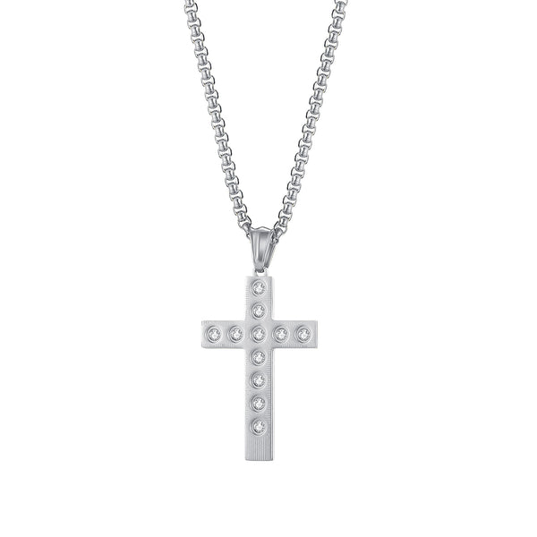 Men's Fashion Diamond Cross Pendant Necklace-Mens Pendant Necklace-SunnyHouse Jewelry