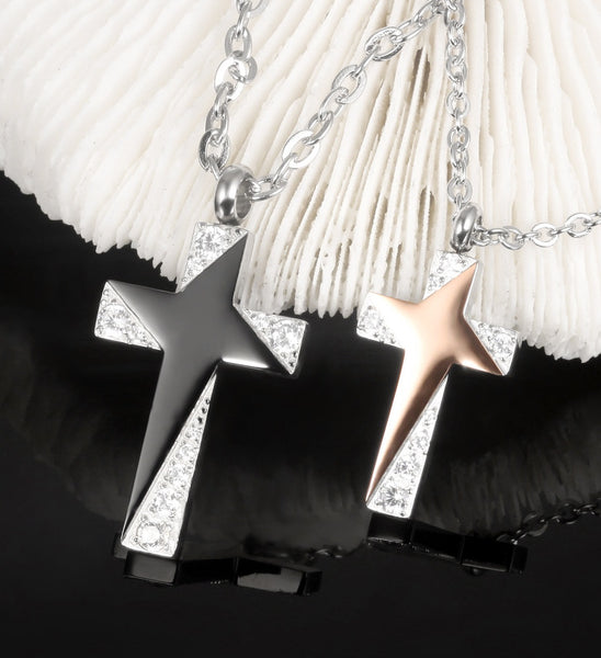 His & Hers Matching Set Blinking Cross Couple Necklace Couple Jewelry Set-Couple Necklace-SunnyHouse Jewelry