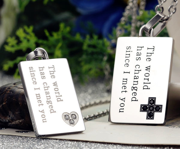His & Hers Matching Set You Chnaged Me Love Tag Couple Necklace Couple Jewelry Set-Couple Necklace-SunnyHouse Jewelry