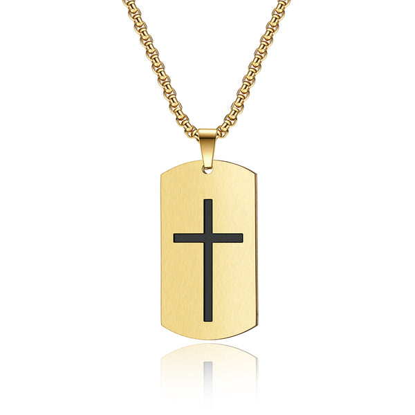 Men's Fashion Cross Tag Pendant Necklace-Mens Pendant Necklace-SunnyHouse Jewelry
