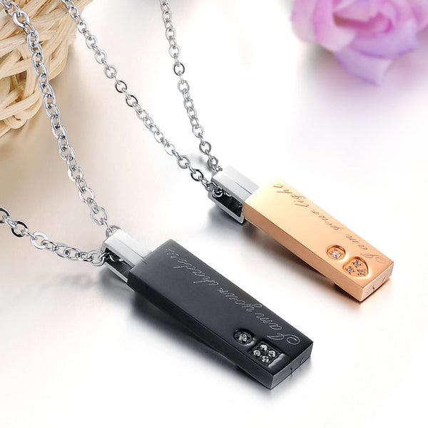 His & Hers Matching Set Light and Shadow Tag Pendant Necklace Couple Jewelry Set-Couple Necklace-SunnyHouse Jewelry