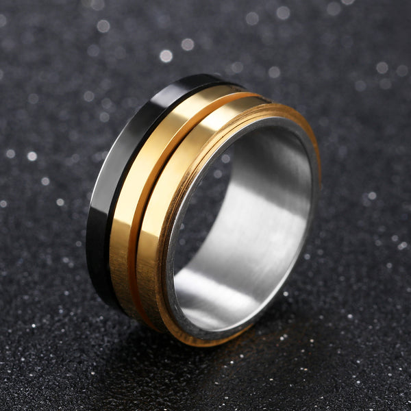 Men's Fashion Black and Gold Ring-Mens Ring-SunnyHouse Jewelry