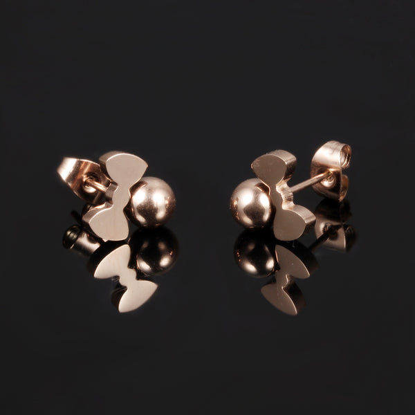Women's Fashion Rose Gold Bow Earrings-Womens Earrings-SunnyHouse Jewelry