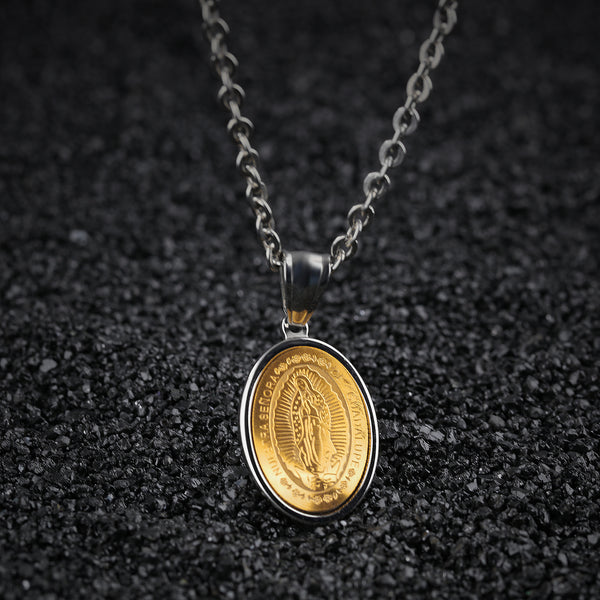 His & Hers Matching Set Blessed Virgin Mary Tag Pendant Necklace Couple Jewelry Set-Couple Necklace-SunnyHouse Jewelry