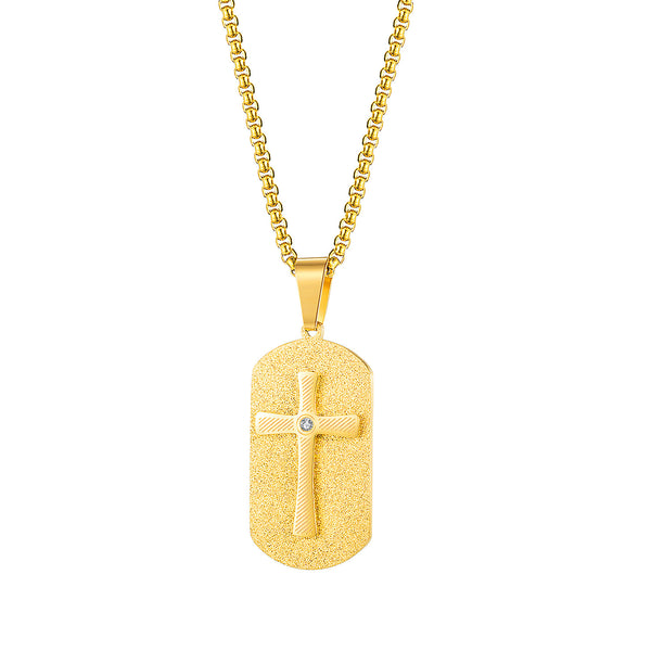 Men's Fashion Cross Tag Pendant Necklace-Mens Pendant Necklace-SunnyHouse Jewelry