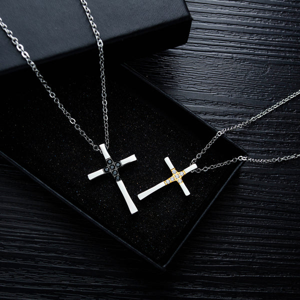 His & Hers Matching Set Couple Cross Tag Pendant Necklace Couple Jewelry Set-Couple Necklace-SunnyHouse Jewelry