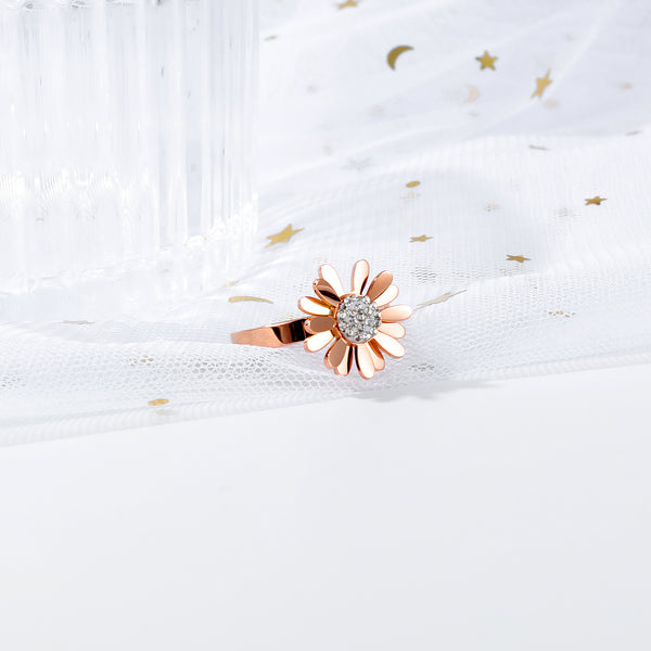 Women's Fashion Rose Gold Daisy Ring-Womens Ring-SunnyHouse Jewelry