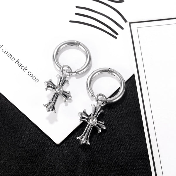 Women's Fashion Diamond Cross Drop Earrings-Womens Earrings-SunnyHouse Jewelry